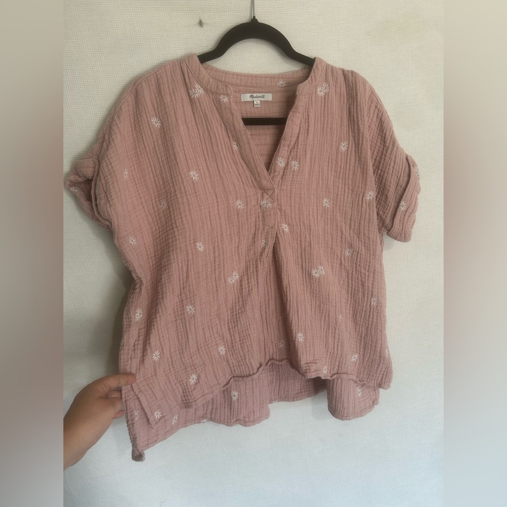 Madewell embroidered Lakeline Popover Shirt In Warm Thistle - Picture 4 of 8